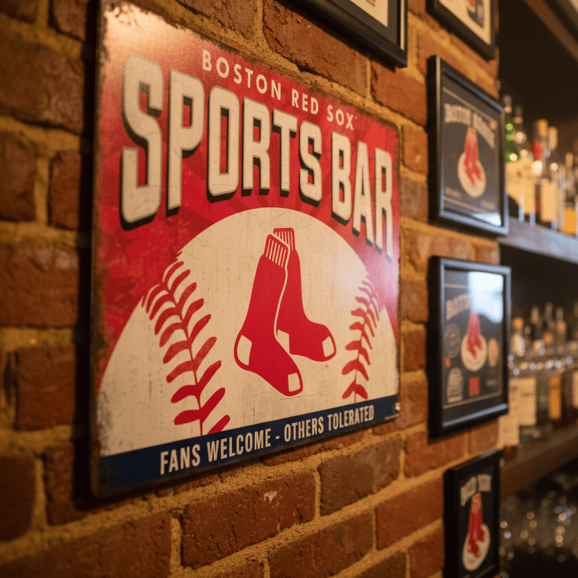 MLB Boston Red Sox Sports Bar Metal Sign - The Whiskey Cave