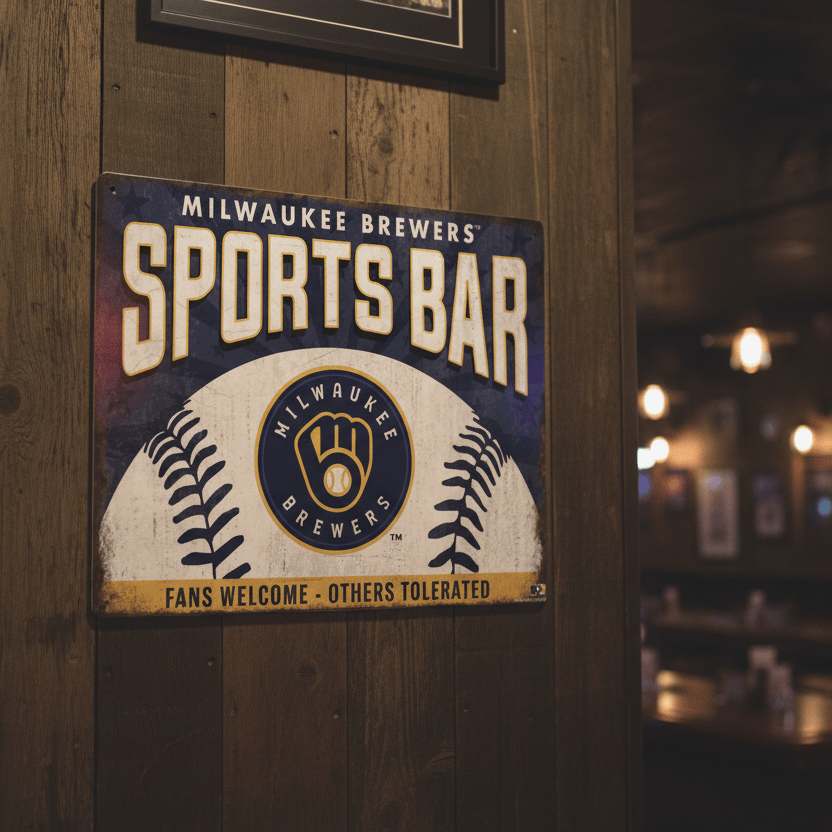 MLB Milwaukee Brewers Sports Bar Metal Sign - The Whiskey Cave