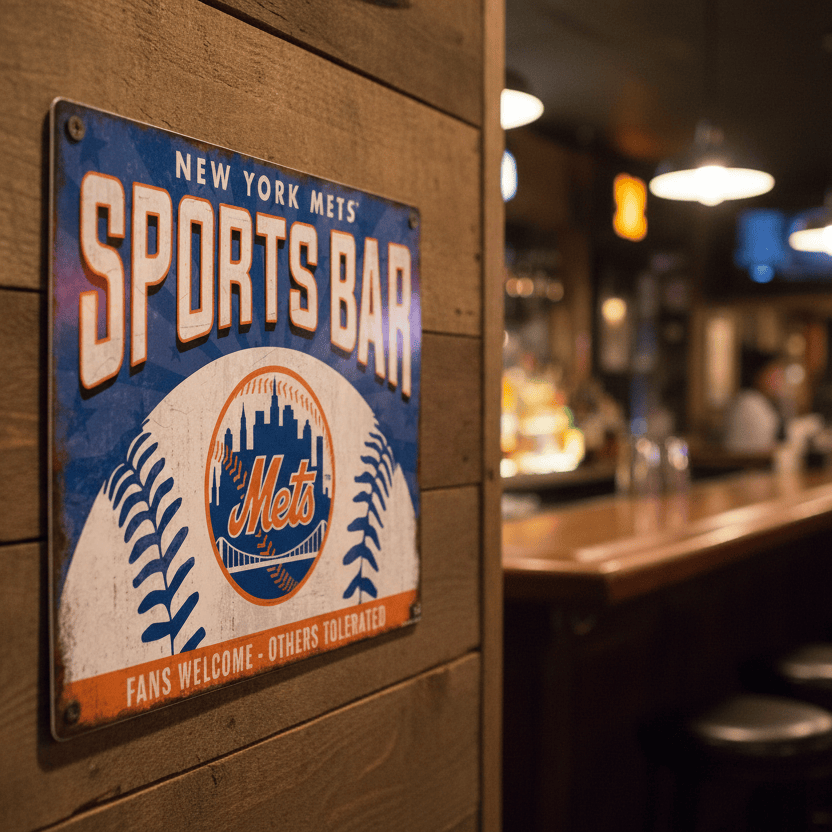MLB New York Mets Sports Bar Metal Sign - The Whiskey Cave