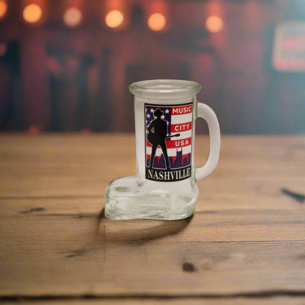Nashville Boot Flag Shot Glass - The Whiskey Cave