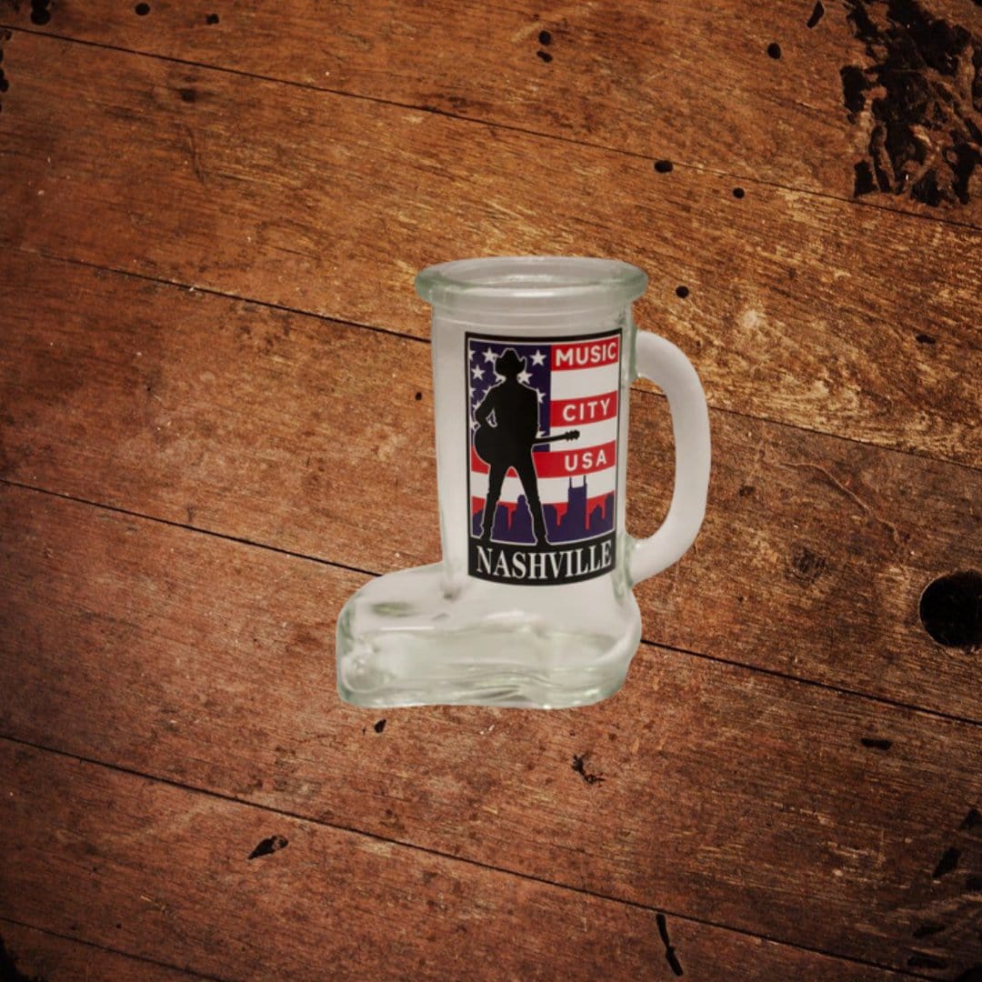 Nashville Boot Flag Shot Glass - The Whiskey Cave