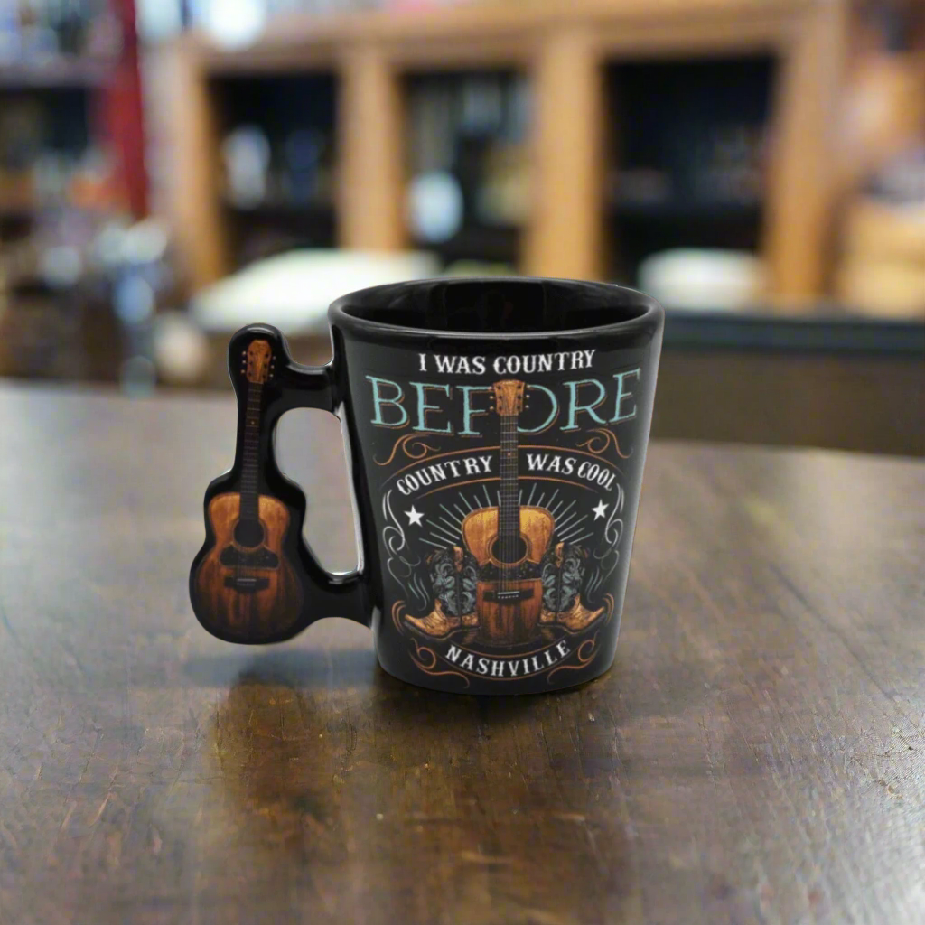 Nashville Country Before Cool Shot Glass Guitar Handle - The Whiskey Cave