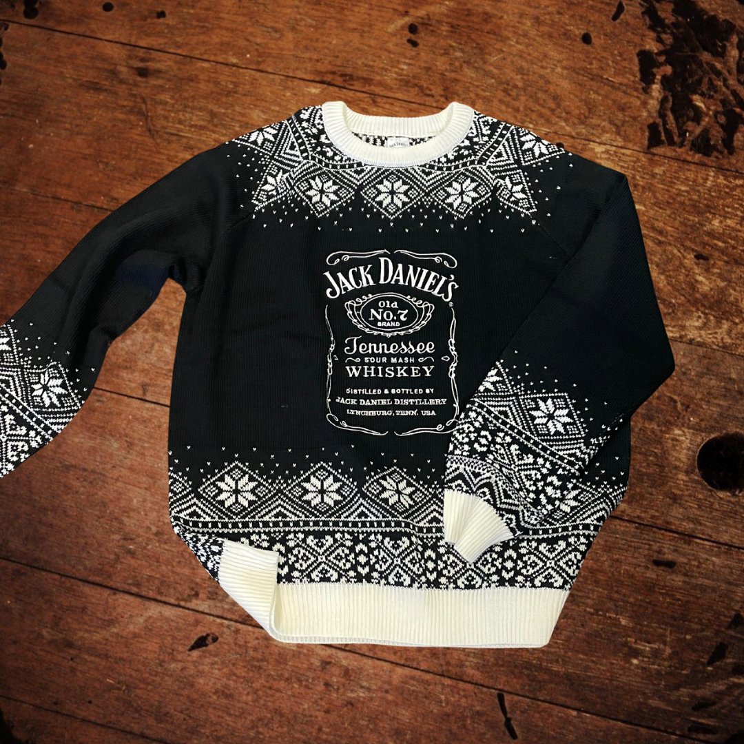 NEW Jack Daniel’s Acrylic Stitched Logo Christmas Sweater - The Whiskey Cave