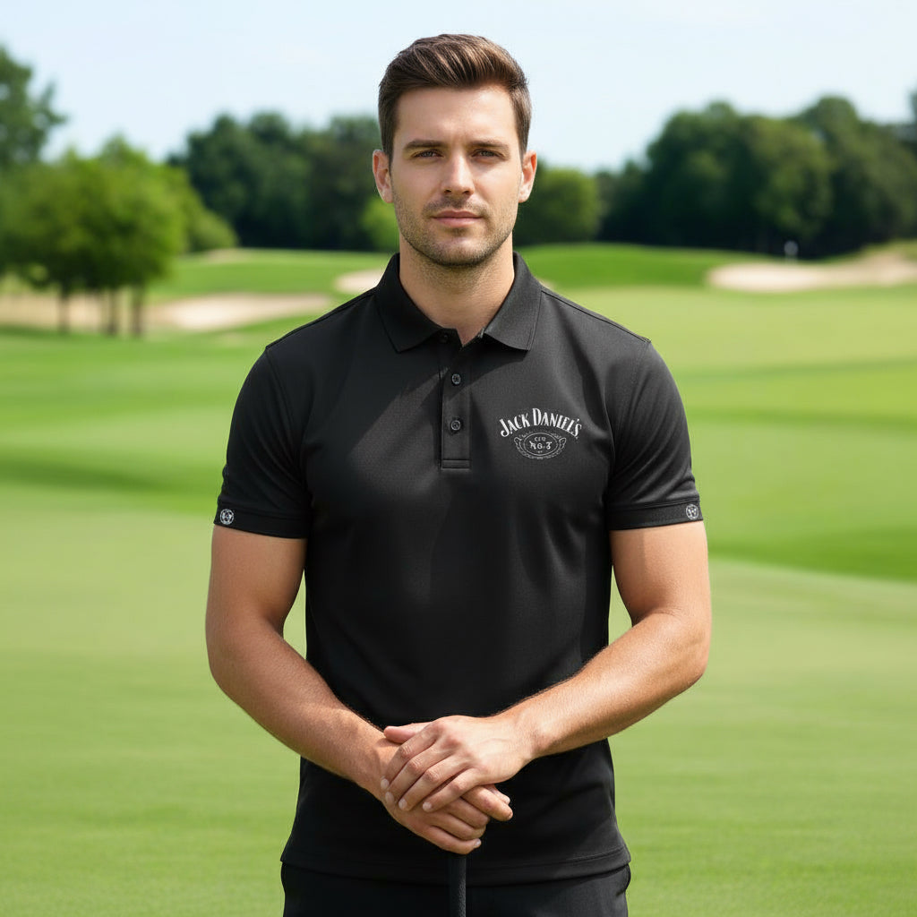 NEW Jack Daniel's Black Polo Shirt The Whiskey Cave - Main Image