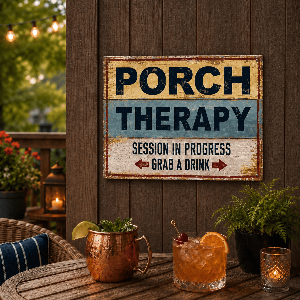 Porch Therapy Sign - The Whiskey Cave