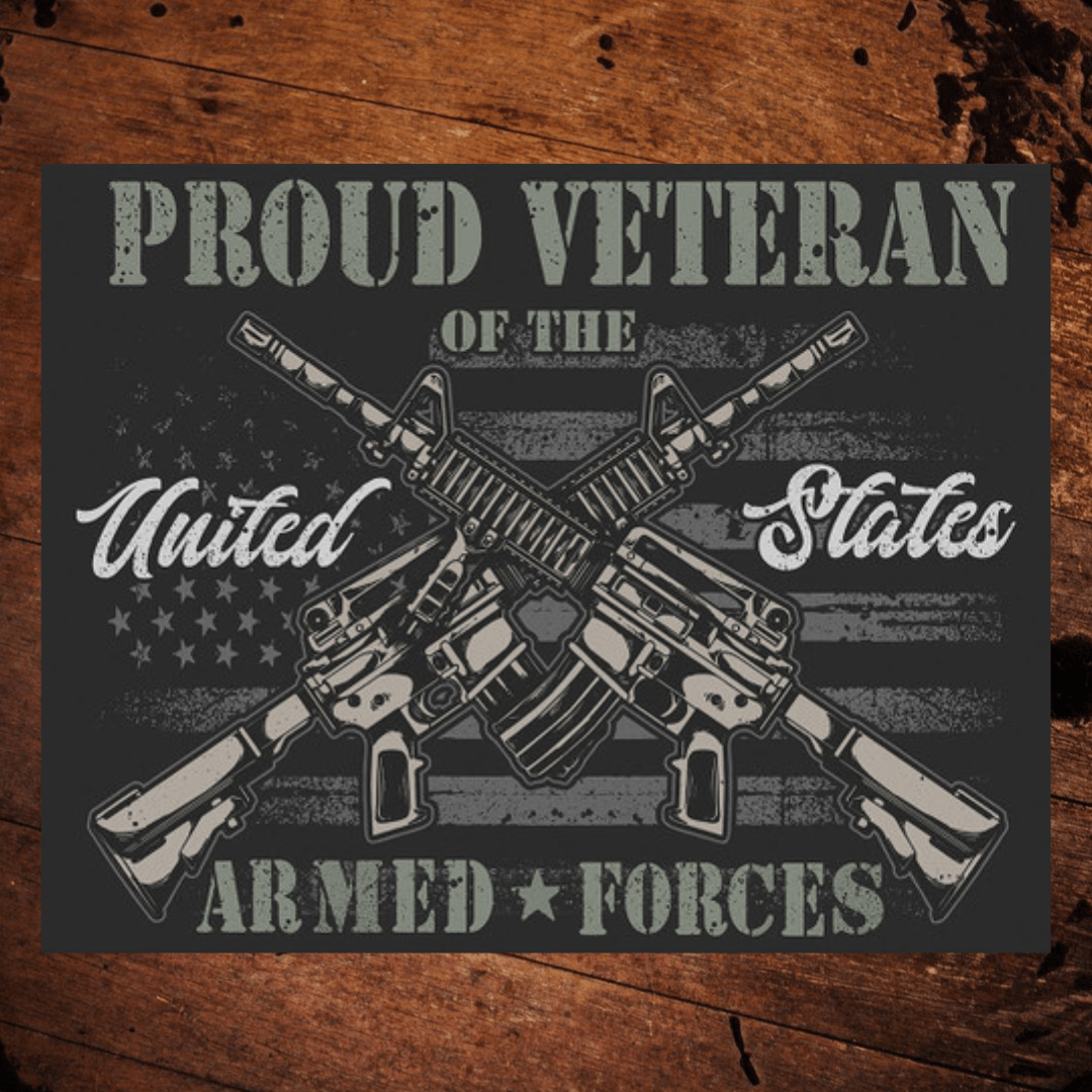 Proud Veteran Metal Sign - The Whiskey Cave