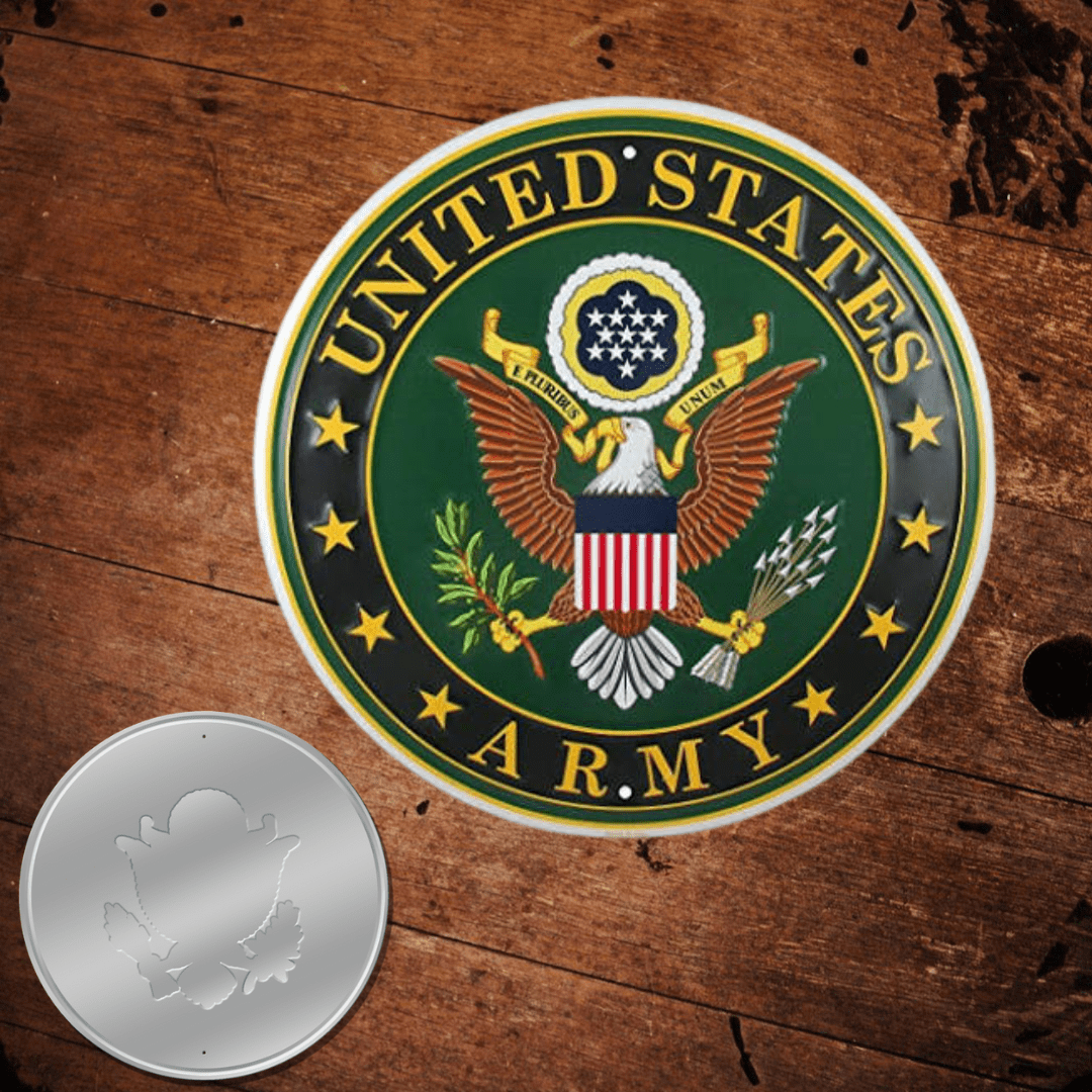 Round Metal Army Sign made in the USA - The Whiskey Cave