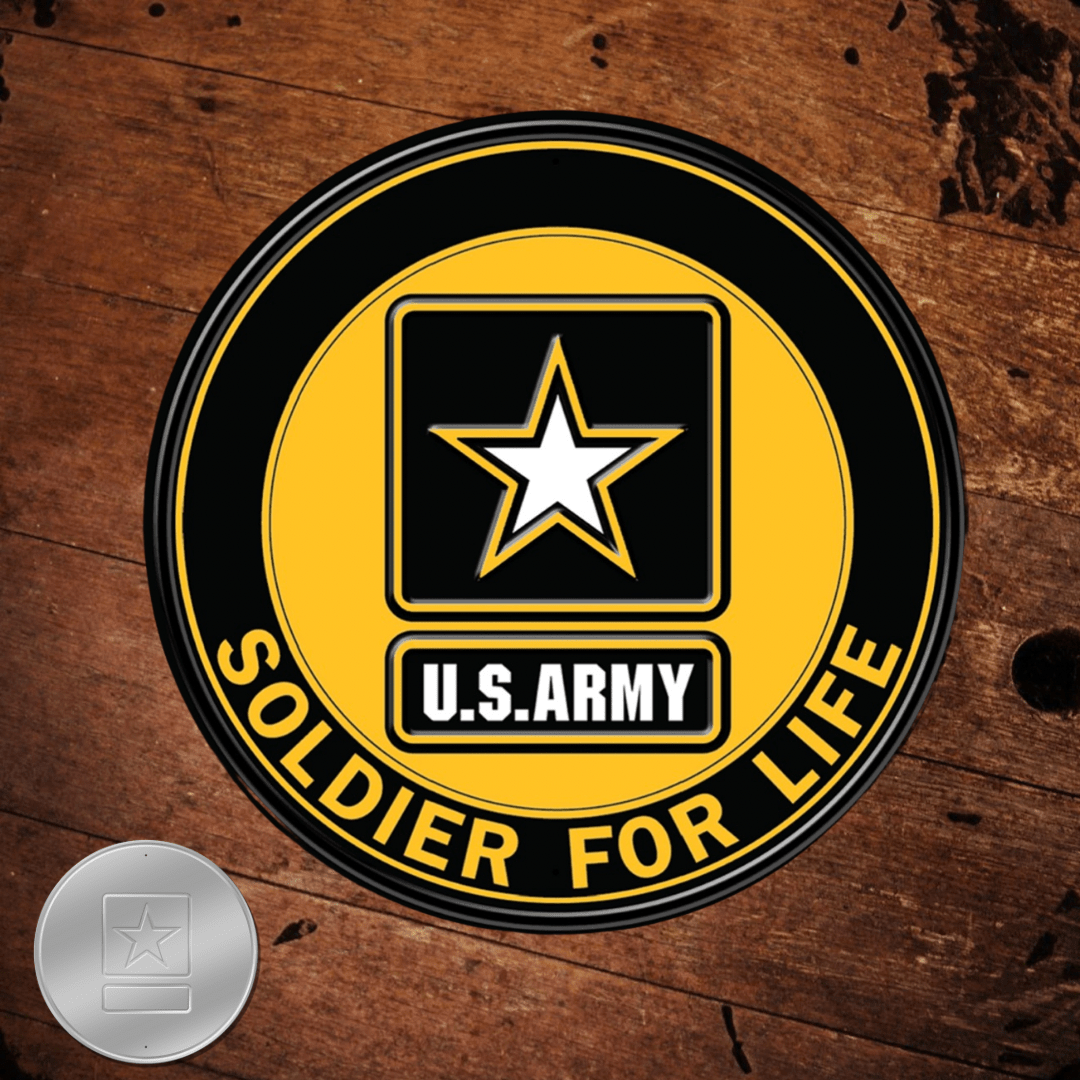 Round Metal Army Soldier Sign made in the USA - The Whiskey Cave