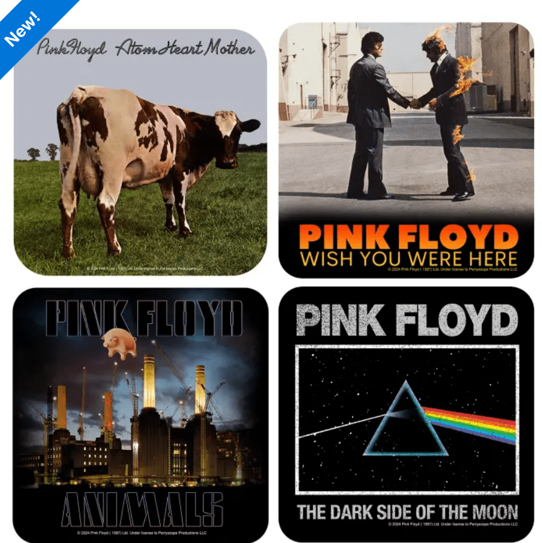 Set of 4 Pink Floyd Cork Back Coasters - The Whiskey Cave