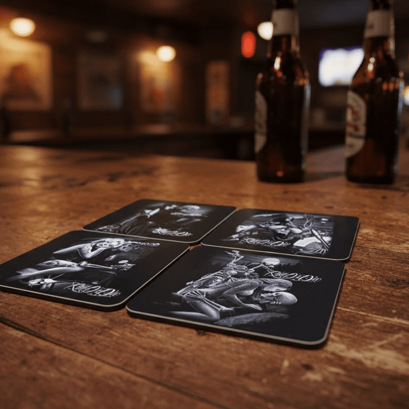 Set of Four David Gonzales Ride or Die Art Coasters - The Whiskey Cave