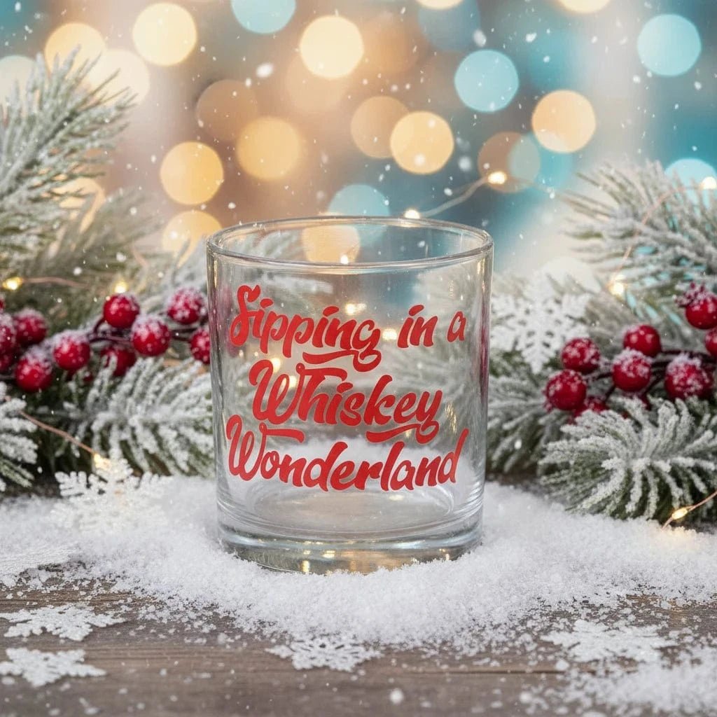 Sipping in a Whiskey Wonderland Christmas Rocks Glass - The Whiskey Cave