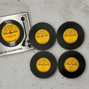 Sun Records Johnny Cash Set of Four Vinyl Coasters - The Whiskey Cave