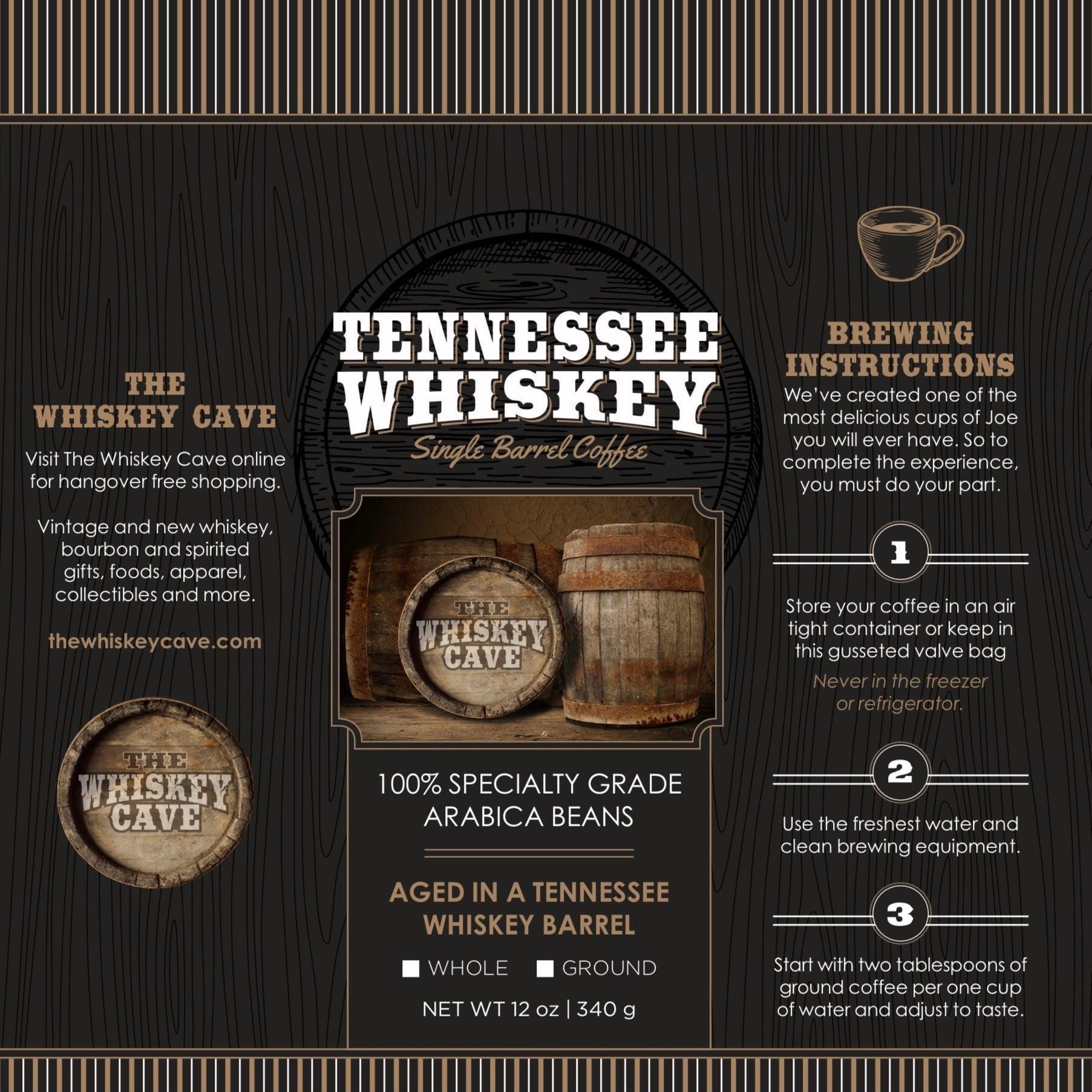 Tennessee Whiskey Single Barrel Coffee 100% Arabica GROUND - The Whiskey Cave