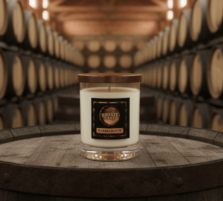 The Whiskey Cave Barrelhouse Hand Poured 10 ounce Soy Candle - The Whiskey Cave
