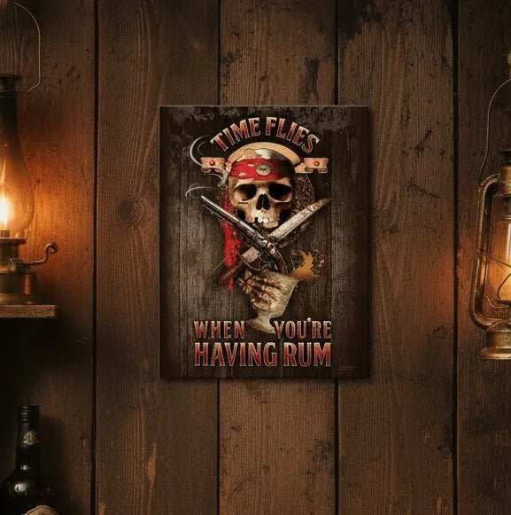 Time Flies Rum Sign - The Whiskey Cave