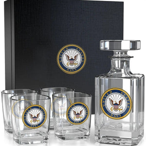 US Navy Decanter and Rocks Glasses Set - The Whiskey Cave