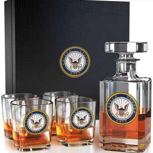 US Navy Decanter and Rocks Glasses Set - The Whiskey Cave