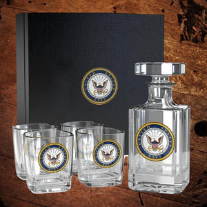 US Navy Decanter and Rocks Glasses Set - The Whiskey Cave