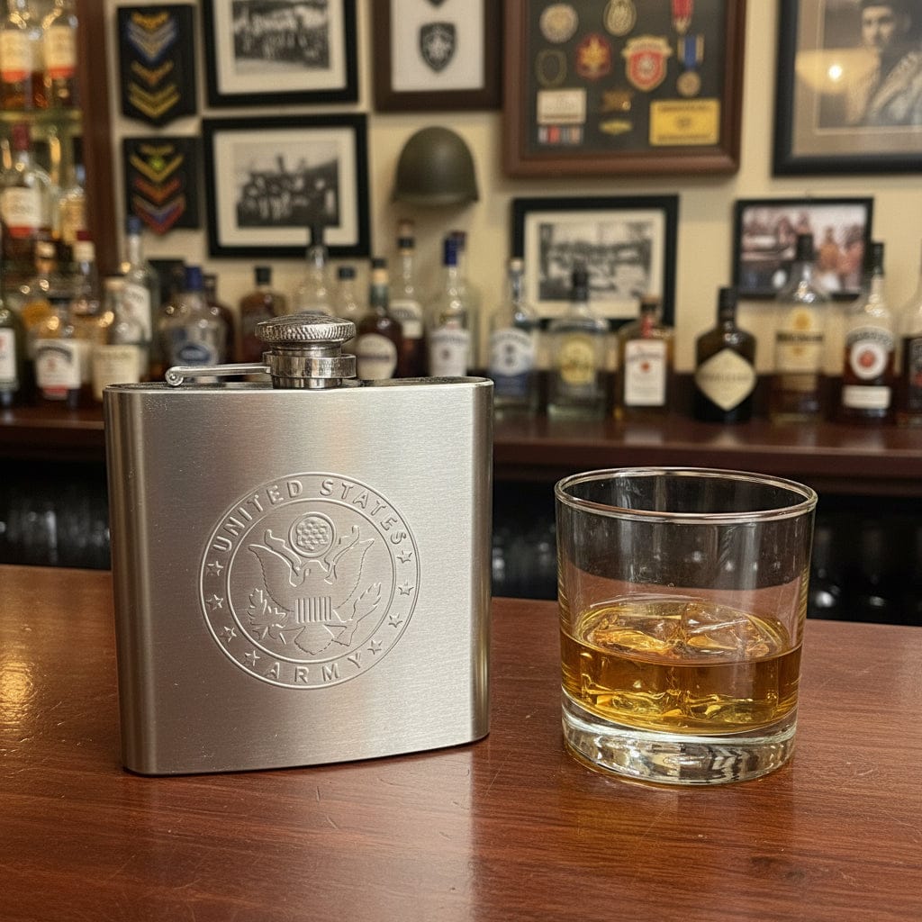 USA Army Stainless Steel Embossed Flask - The Whiskey Cave