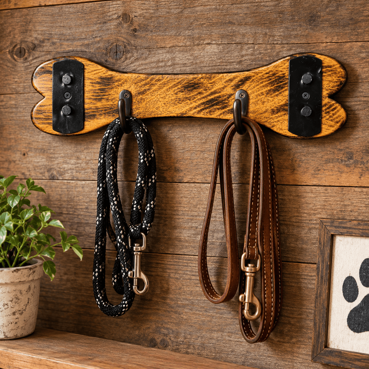 Whiskey Barrel Stave Pet Leash Rack - The Whiskey Cave