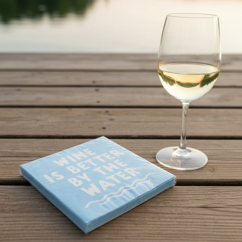 Wine Better at the Lake Cocktail Napkins - The Whiskey Cave