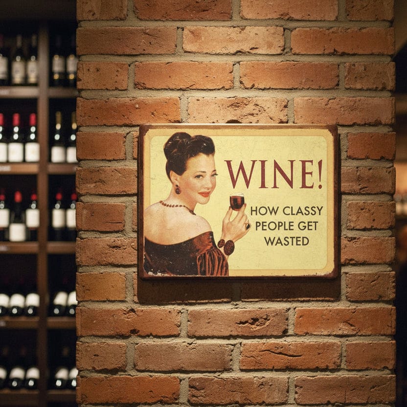Wine Classy People Metal Sign - The Whiskey Cave