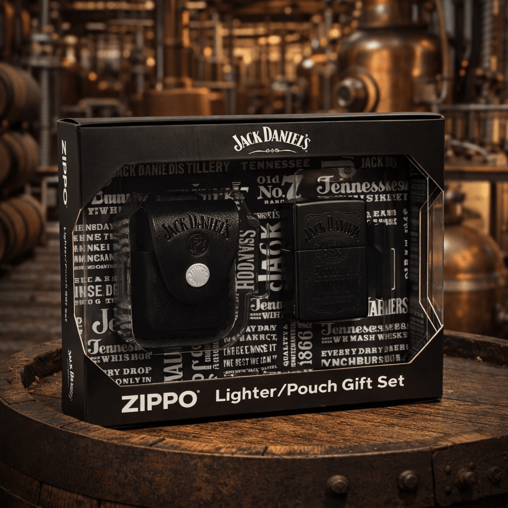 Zippo Jack Daniel's Lighter and Pouch Gift Set - The Whiskey Cave