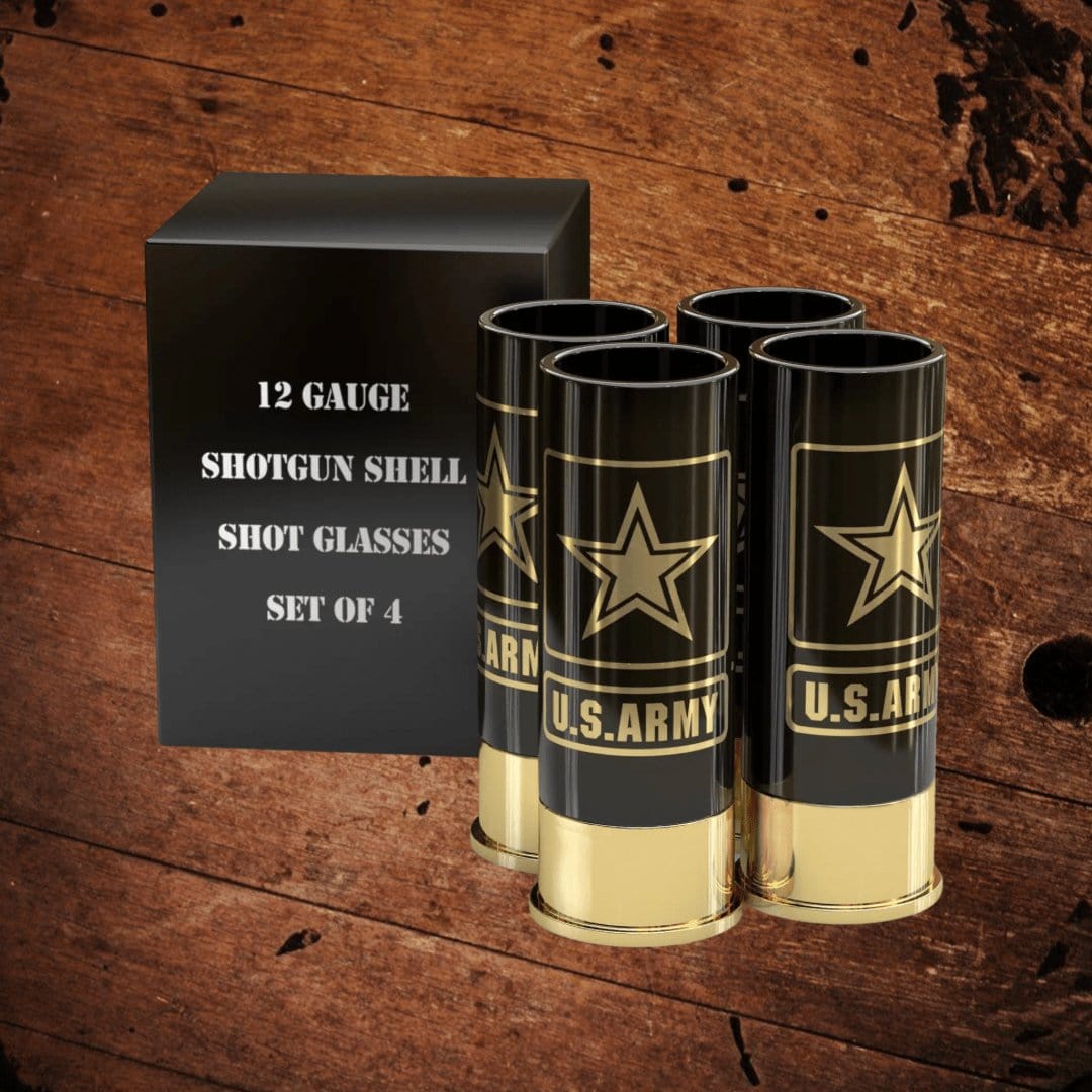 12 Gauge Shot Glasses Boxed Set of 4 Army - The Whiskey Cave