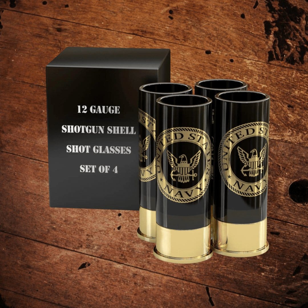 12 Gauge Shot Glasses Boxed Set of 4 Navy - The Whiskey Cave