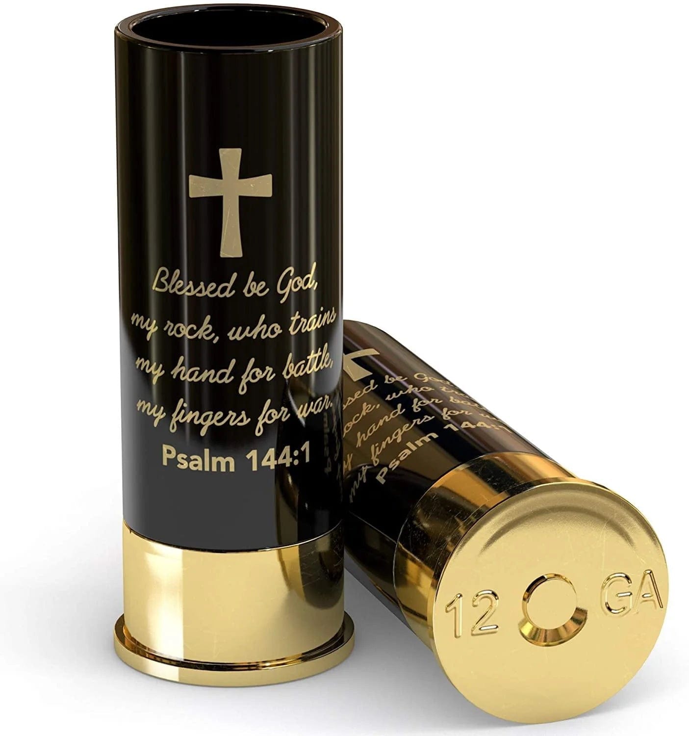 12 Gauge Shot Glasses Boxed Set of 4 Psalm 144:1 - The Whiskey Cave