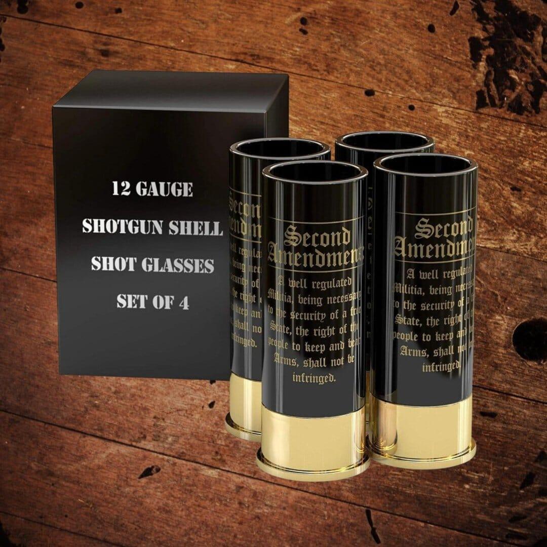 12 Gauge Shot Glasses Boxed Set of 4 Second Amendment - The Whiskey Cave