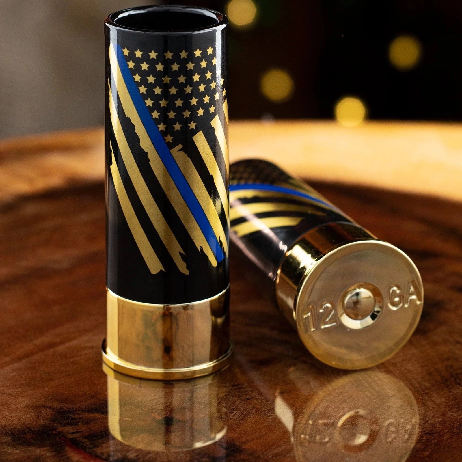 12 Gauge Shot Glasses Boxed Set of 4 Thin Blue Line - The Whiskey Cave