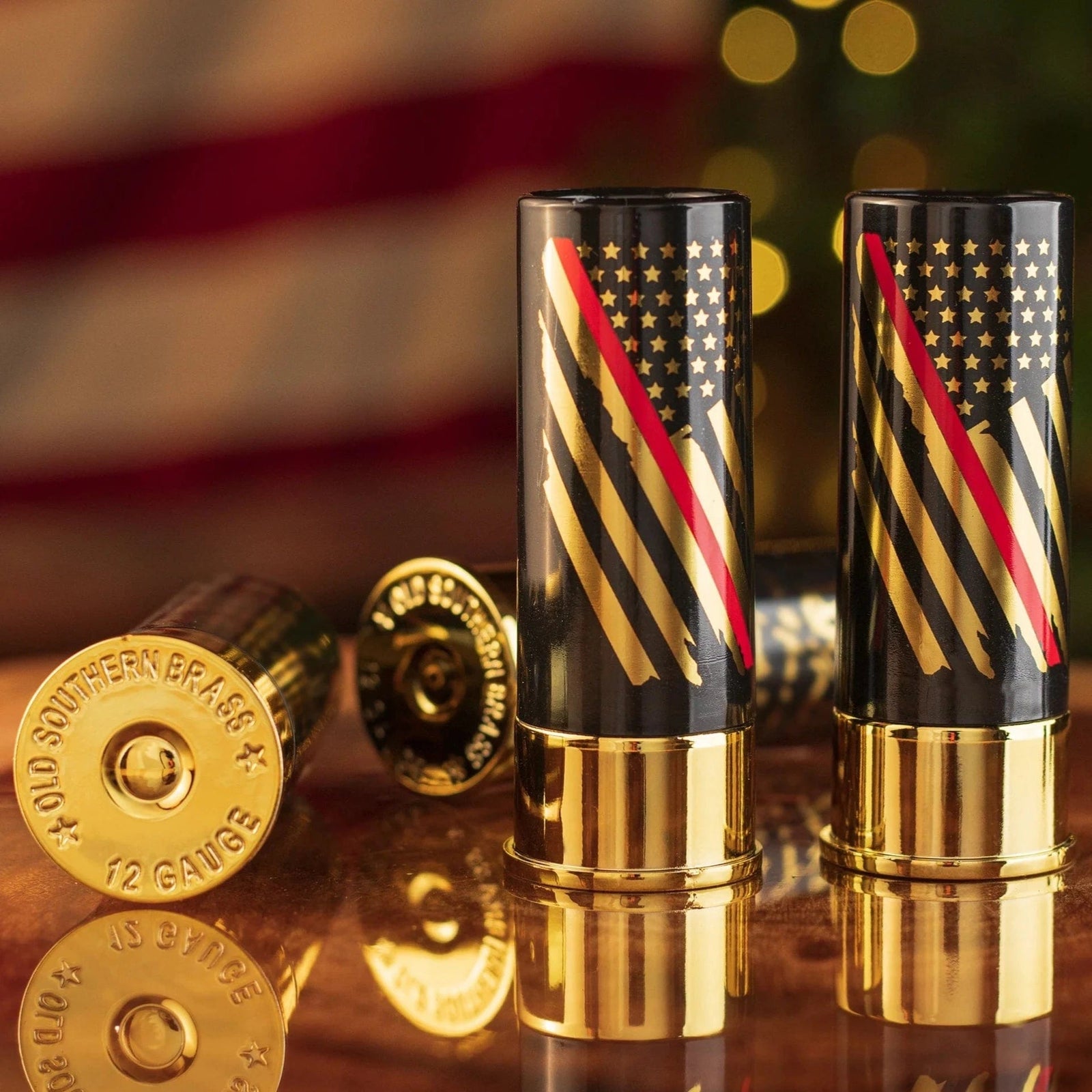 12 Gauge Shot Glasses Boxed Set of 4 Thin Red Line - The Whiskey Cave