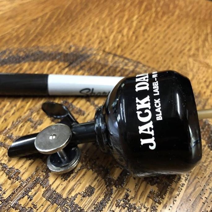 1970’s Metal 90 Proof Black Bottle Pourer - The Whiskey Cave