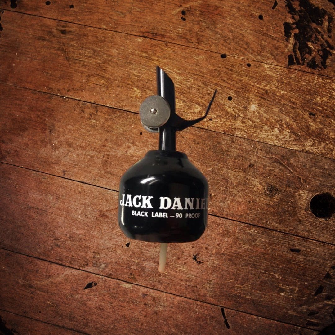 1970’s Metal 90 Proof Black Bottle Pourer - The Whiskey Cave