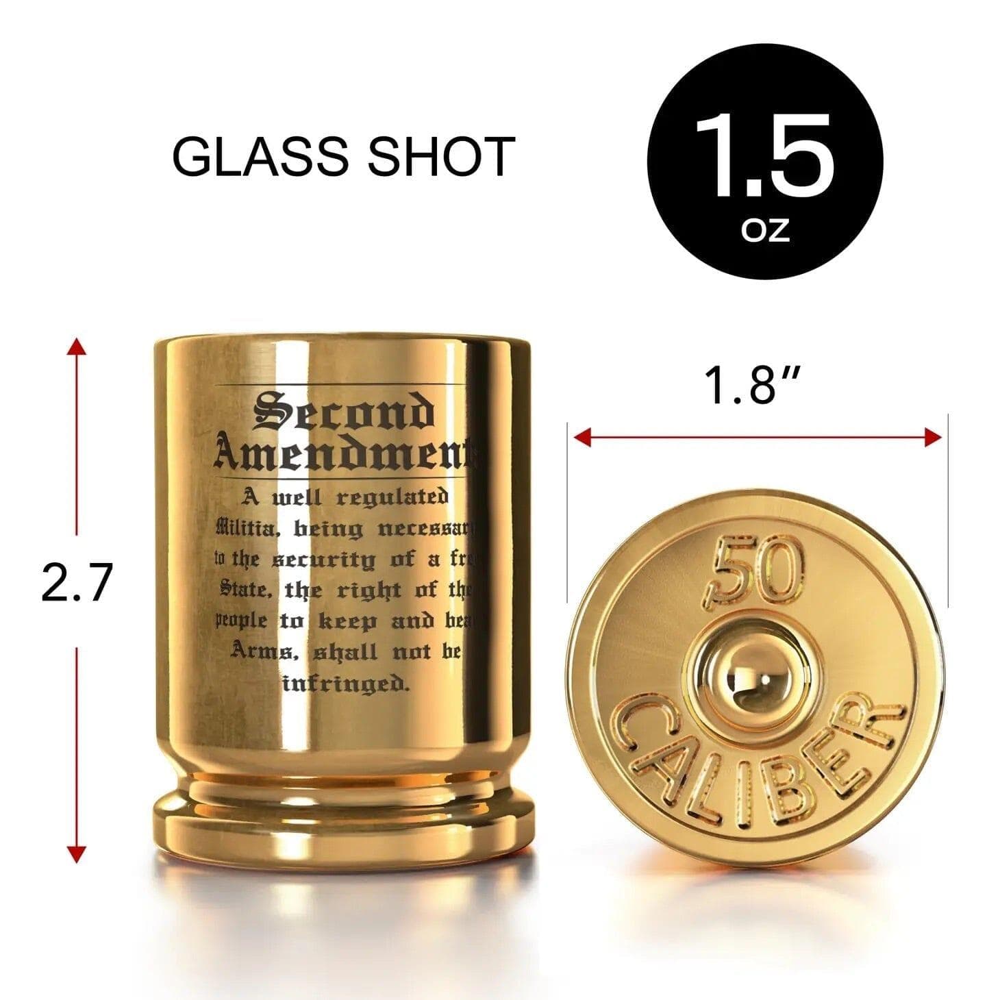 2nd Amendment Engraved 50 Caliber Shot Glasses - Set of 2 - The Whiskey Cave