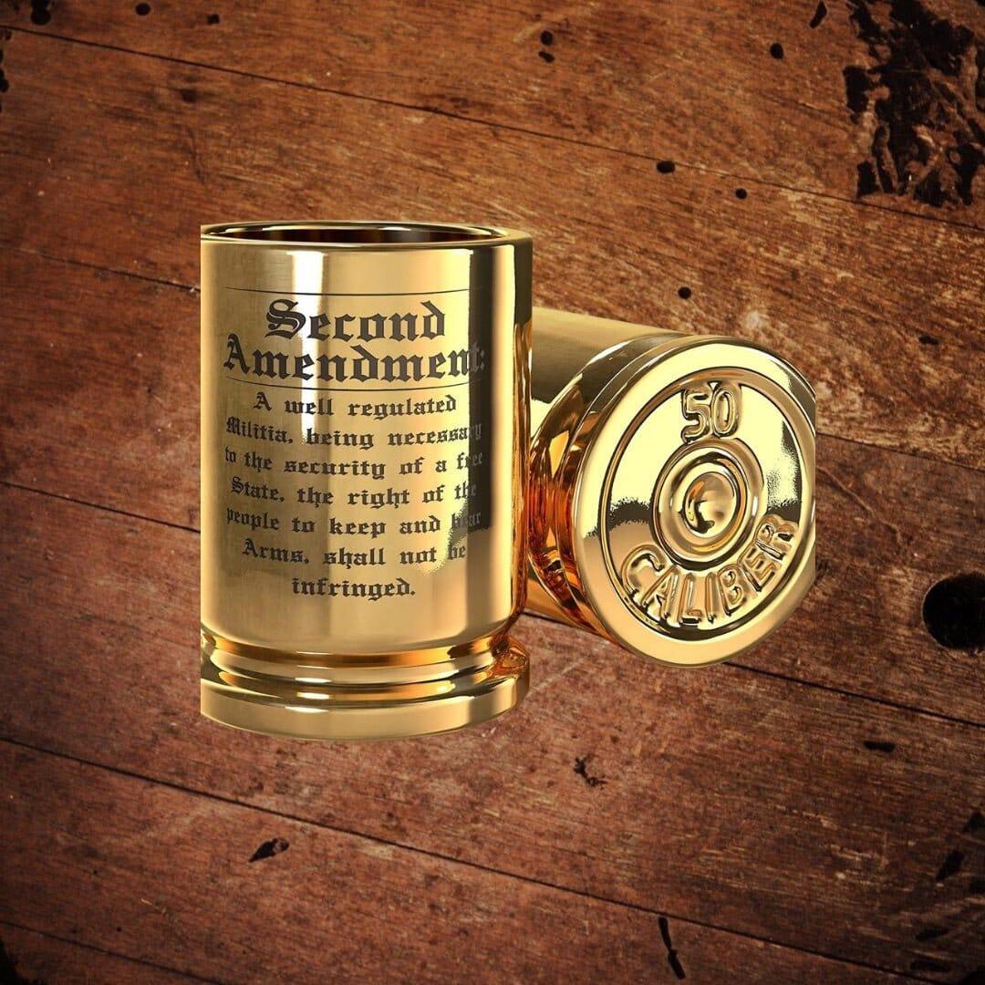 2nd Amendment Engraved 50 Caliber Shot Glasses - Set of 2 - The Whiskey Cave