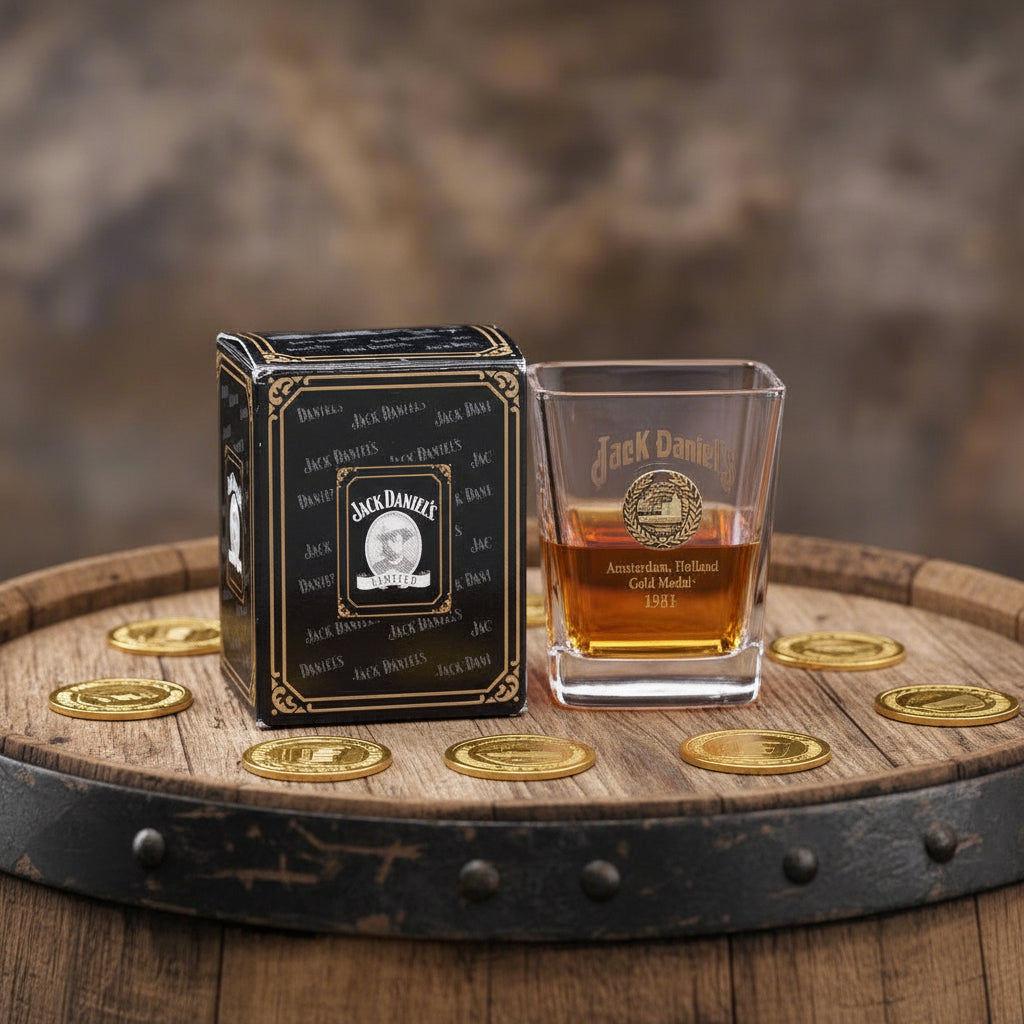 Jack Daniel’s 1981 Gold Medal Boxed Shot Glass from 2006 at The Whiskey Cave