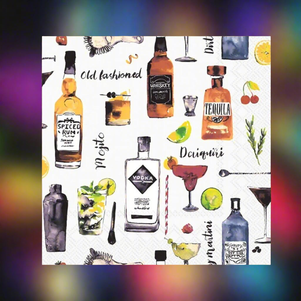 Alcohol Bottles Cocktail Napkins - The Whiskey Cave