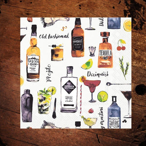 Alcohol Bottles Cocktail Napkins - The Whiskey Cave