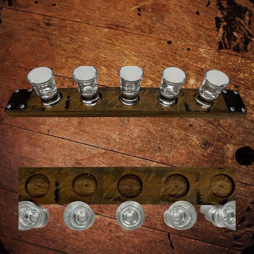 Barrel Stave Five Shot Glass Holder - The Whiskey Cave
