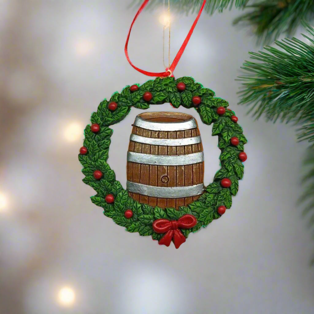 Barrel Wreath Ornament - The Whiskey Cave