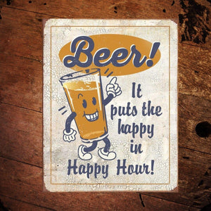 Beer Happy Hour Metal Sign - The Whiskey Cave