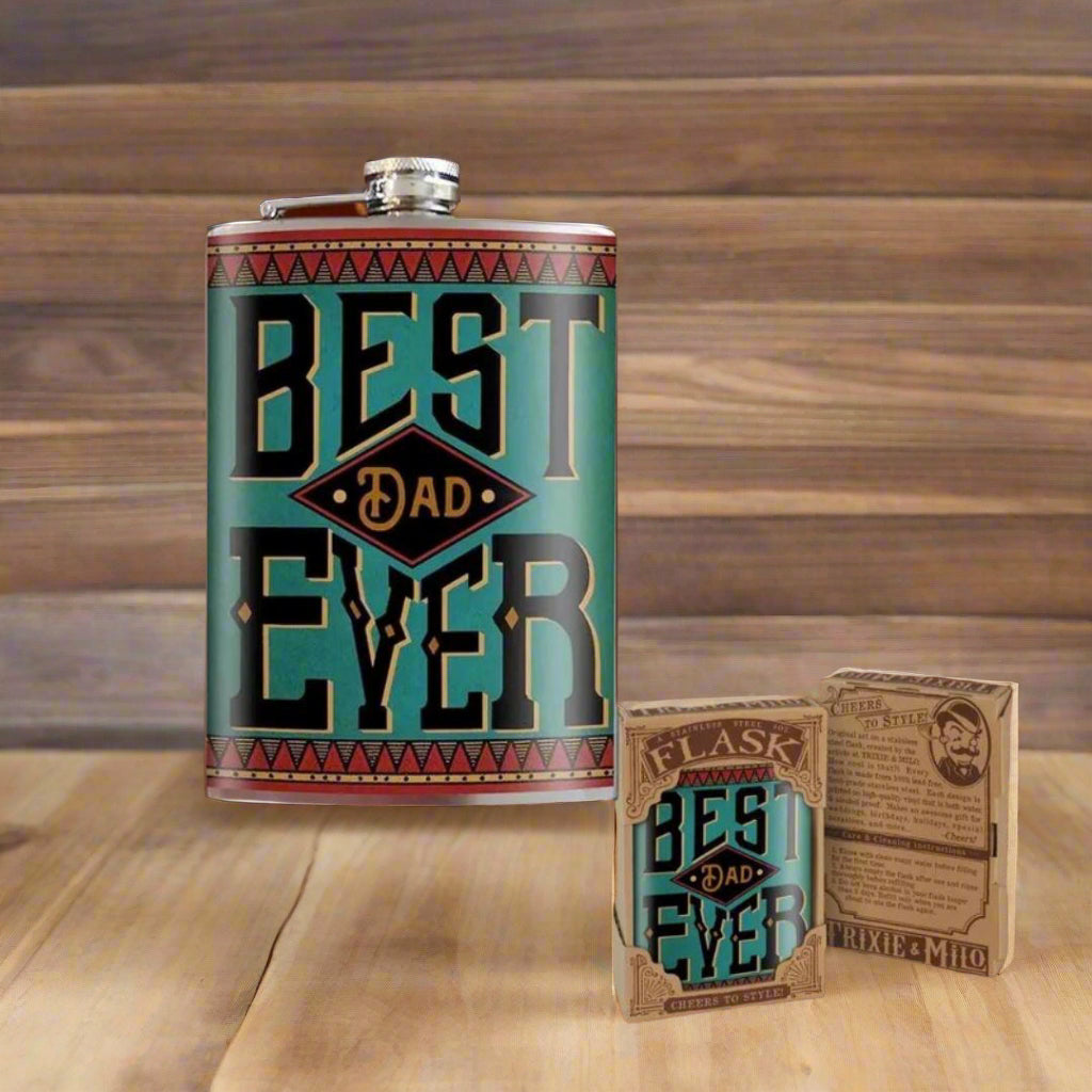 Best Dad Ever Stainless Steel Flask - The Whiskey Cave
