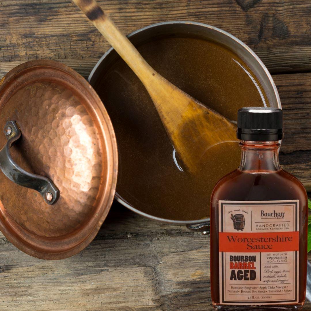 Bourbon Barrel Aged Worcestershire Sauce made in Louisville Kentucky - The Whiskey Cave