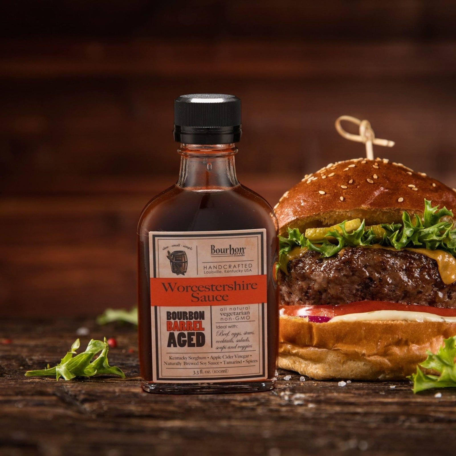 Bourbon Barrel Aged Worcestershire Sauce made in Louisville Kentucky - The Whiskey Cave
