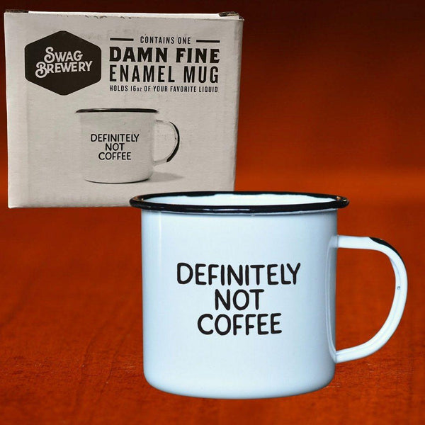 Brewery Swag Enameled Mug Definitely Not Coffee. The Whiskey Cave