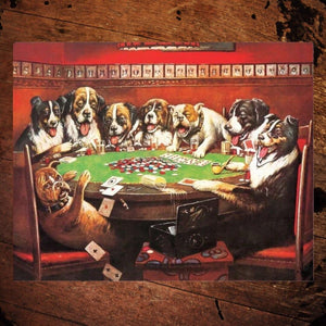 Drinking Dogs Poker Metal Sign - The Whiskey Cave