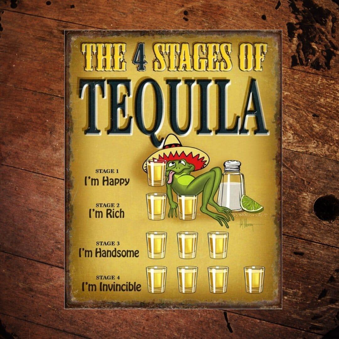 Four Stages of Tequila Metal Sign - The Whiskey Cave