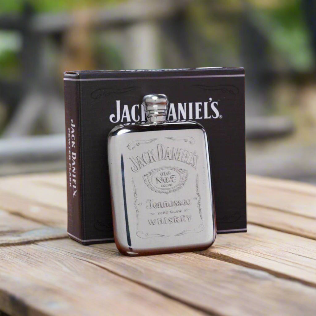 Genuine Pewter Jack Daniel’s Black Label Flask - The Whiskey Cave